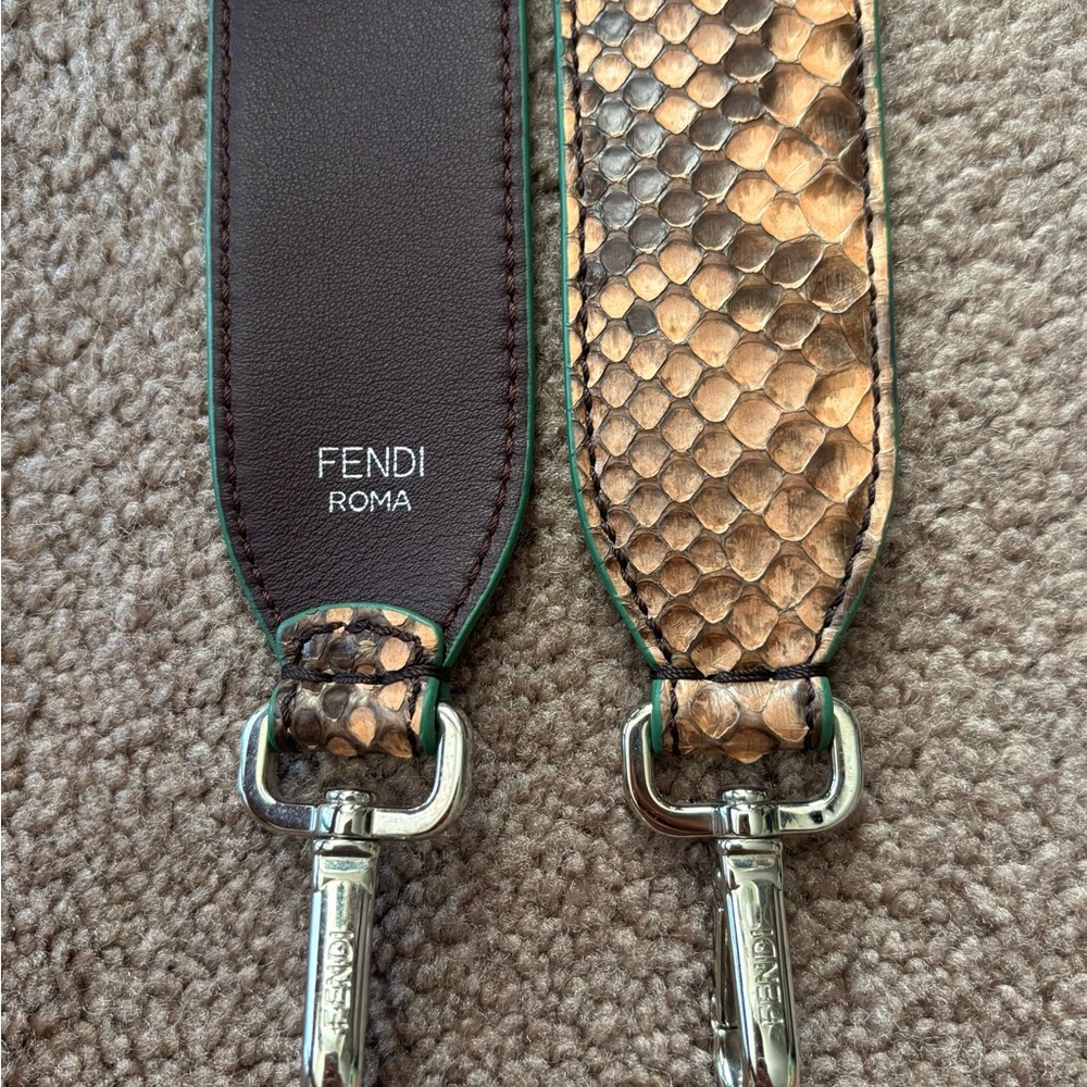 Fendi Brown And Green Python Strap - image 4
